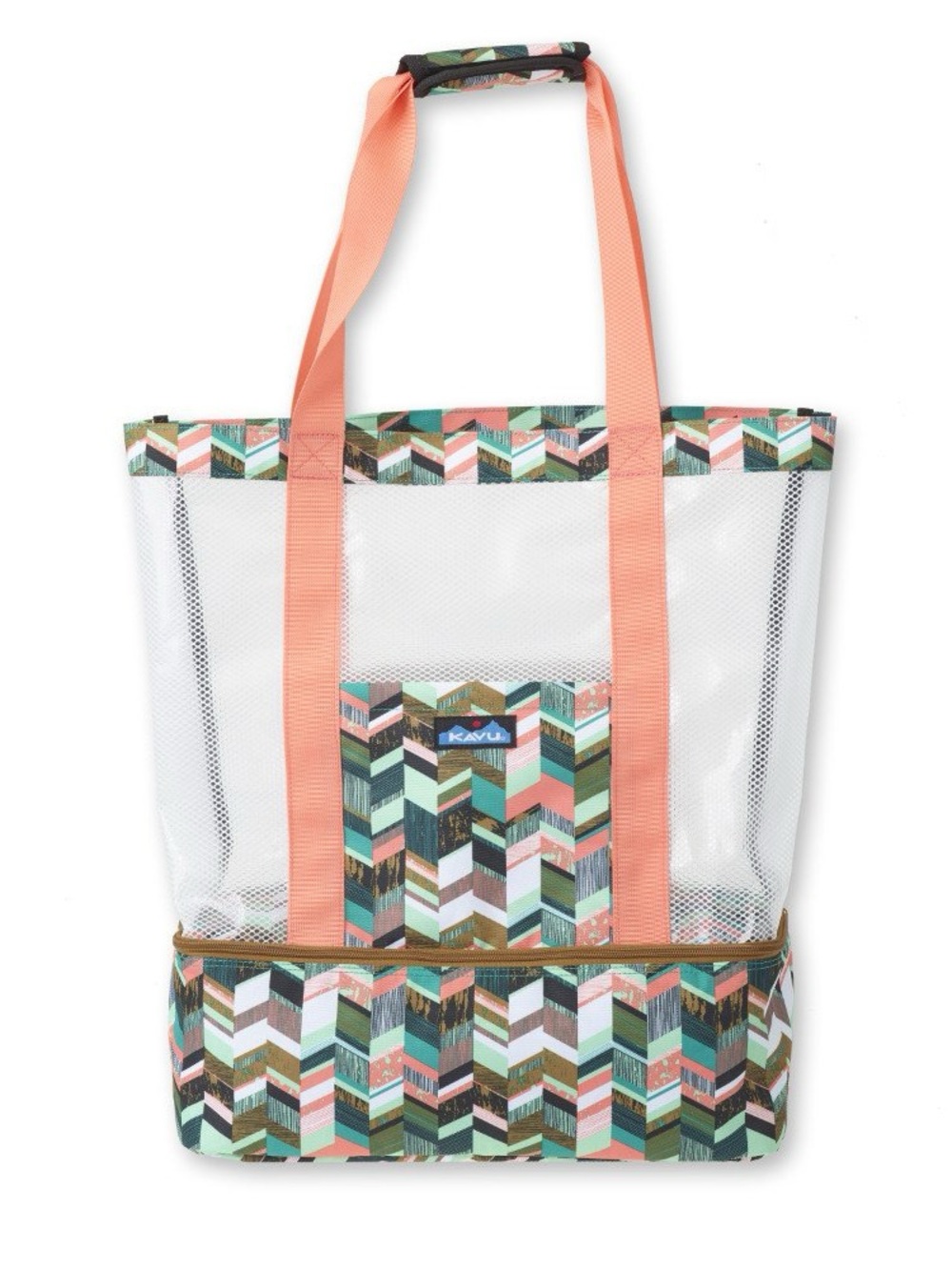 KAVU Picnic Pack Tote Bag Coastal Blocks Print Beach Concert Park X Large EUC